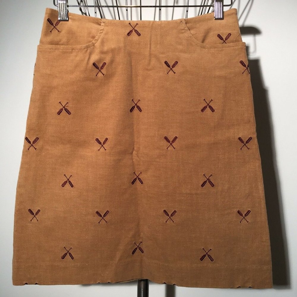 LILLY PULITZER Fall Embroidered Oars Corduroy Skirt XS/S